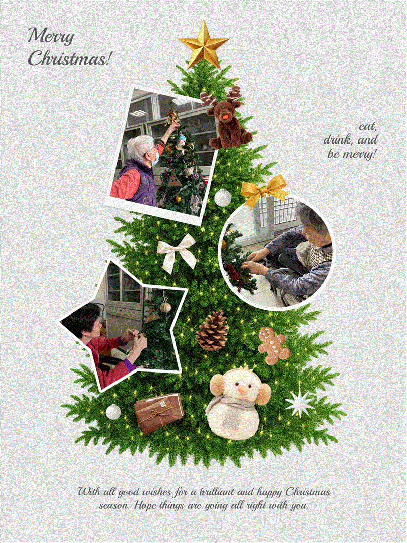 與長輩一起開心佈置聖誕樹🎄,宜福住宿長照機構